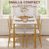 IRONCK Dining Table Set for 4, Wood Kitchen Table with Upholstered Chairs for Kitchen Room and Small Spaces, Rustic Brown