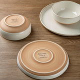 AmorArc Ceramic Dinnerware Sets for 8, 24 Pieces Handpainted Plates and Bowls Set with Rustic Terracotta Underside, Scratch Resistant Stoneware Dishes Set, Dishwasher & Microwave Safe, Light Beige