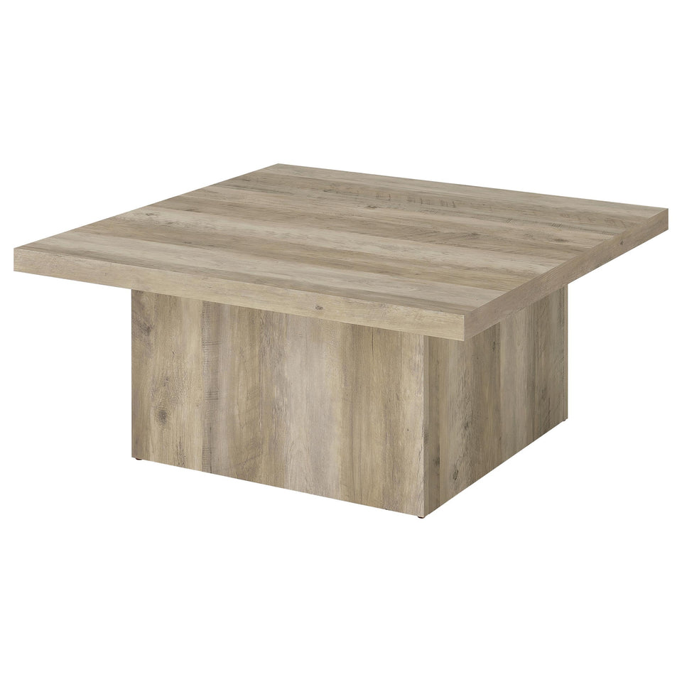 Coaster Home Furnishings Zetta Square Cocktail Living Room Coffee Table Engineered Eco-Friendly Wood Look Laminate Veneer Rustic Farmhouse Mango Brown 708068