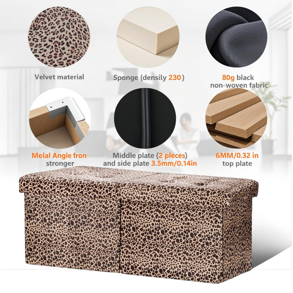 AmasSmile Footrest Ottoman Bench with Storage,34Inch Black Leather Footstool, Coffee Table, Padded Seat, Storage Chest,Blanket Store with Flipping Lid for Livingroom and Bedroom