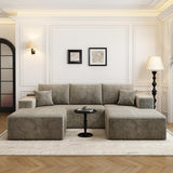 135.4" Cloud Modular Sectional Couch with 1 Ottoman,Modern Minimalist Upholstered Couches, Comfort U Shaped Sofa for Living Room,Deep Seat Corner Couch，No Assembly Required (Black,Left Facing Chaise)