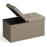 SONGMICS MAZIE Collection - 30 Inches Storage Ottoman Bench with Flipping Lid, Storage Chest Footstool, Load 660 lb, for Entryway, Living Room, Bedroom, Synthetic Leather, Black ULSF45BK