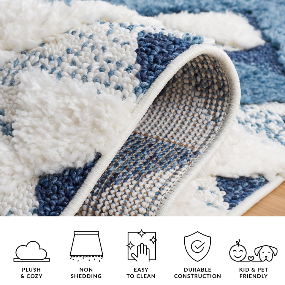 SAFAVIEH Area Rug 8x10 - Moroccan Tassel Shag Collection - Large - Ivory & Brown, Boho Design, Non-Shedding & Easy Cleaning, Plush Pile, Ideal for Living Room, Bedroom, Dining Space (MTS688A)