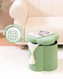 B FSOBEIIALEO Storage Ottoman Cube, Flowers Shaped Ottomans with Storage Foot Stool Footrest for Lving Room, Boucle Ottoman Seat for Dorm Room,Faux Teddy Fur, Cream White 12.6"x12.6"x12.6"