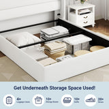 Allewie King Size Lift Up Storage Bed, Modern Wingback Headboard, Hydraulic Support, No Box Spring Needed, Light Beige