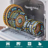 vancasso 24 Pieces Dinnerware Sets, Plates and Bowls Set, Porcelain Dishes Set for 6, Microwave and Dishwasher Safe, Scratch Resistant, Bohemian Style Dining Ware Service for 6, Series SIMI