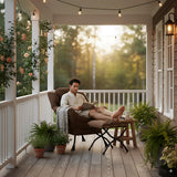 LITA Lazy Chair with Ottoman, Modern Accent Leisure Upholstered Lazy Sofa Armchair, Contemporary Lounge Reading Chair with Armrests and a Side Pocket for Living Room, Bedroom & Small Space, Dark Grey