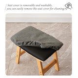 Foot Stool,Ottoman,Bamboo Small Sofa Foot Rest Under Desk,Extra Seating for Living Room, Bedroom and Kitchen(Brown Stool Legs - Beige Surface)