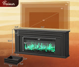 PRAISUN 70'' Fireplace TV Stand with 42'' Electric Fireplace, Farmhouse TV Stand for 65 75 Inch TV, Entertainment Center TV Console with 3 Drawers, Fluted Design, for Living Room, Distressed White