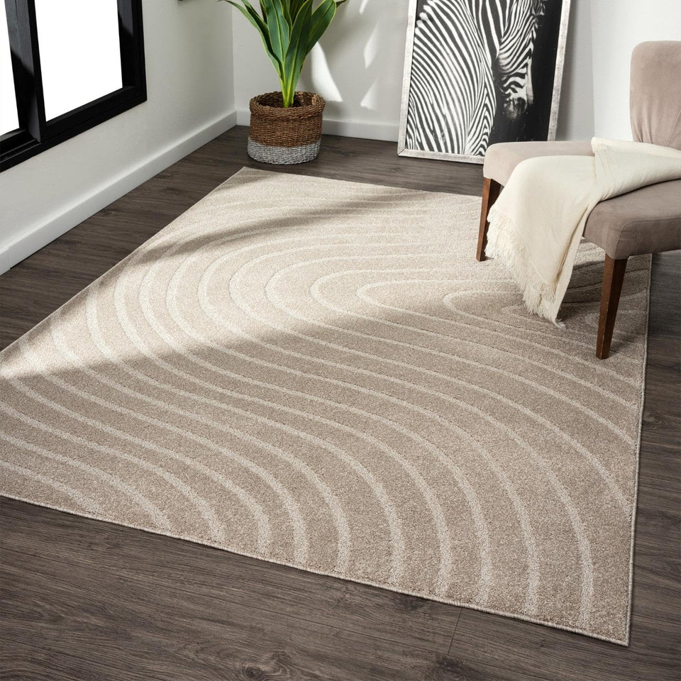 LUXE WEAVERS Modern Geometric Wave Cream 9x12 Area Rug