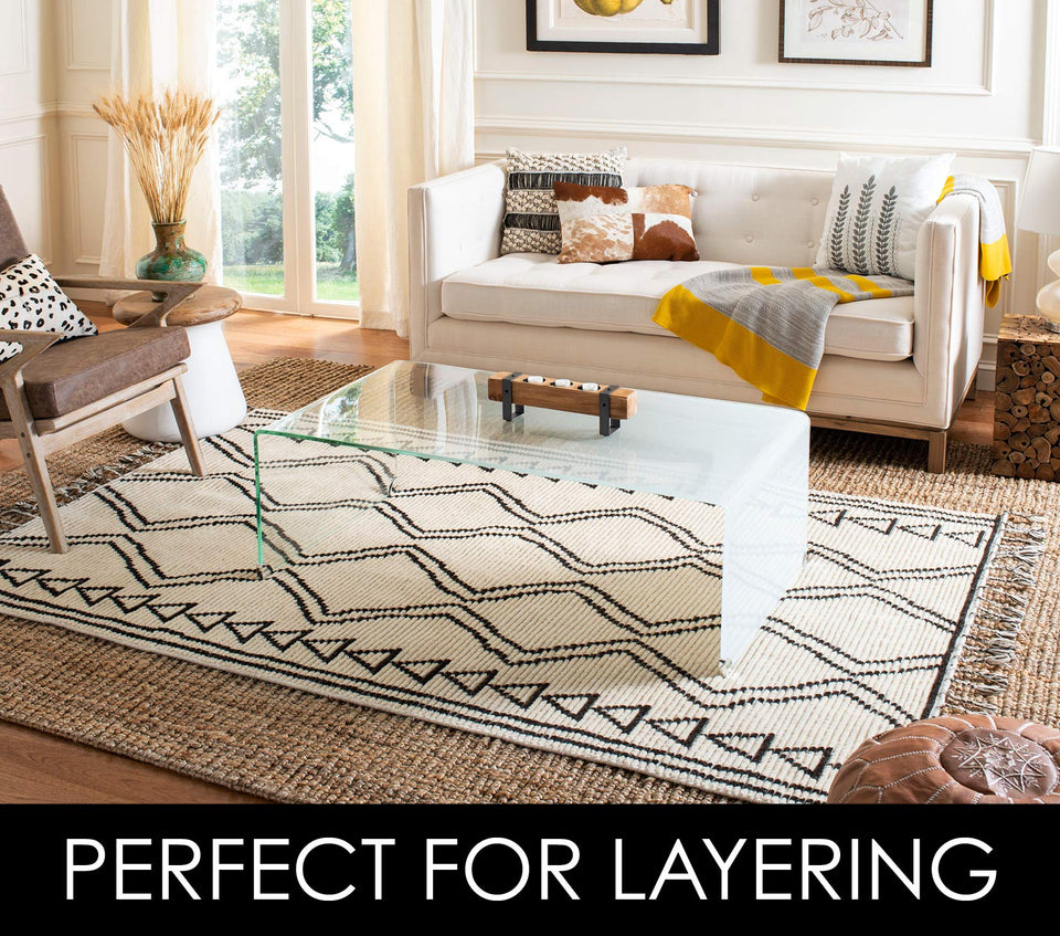 SAFAVIEH Area Rug 9x12 - Natural Fiber Collection - Large - Natural Brown, Handmade Jute, Farmhouse Style, Chunky Textured Thick Pile (NF447A)