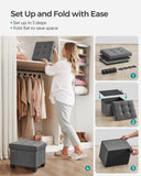 SONGMICS 15 Inches Cube Storage Ottoman, Bedroom Bench with Storage, Foot Stool with Feet, Holds Up to 660 lb, Dark Gray ULSF14GYZ