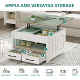 YITAHOME Coffee Table Farmhouse Coffee Table with Storage Rustic Wood Cocktail Table, Square Coffee Tables for Living Meeting Room with Half Open Storage Compartment, Grey Wash