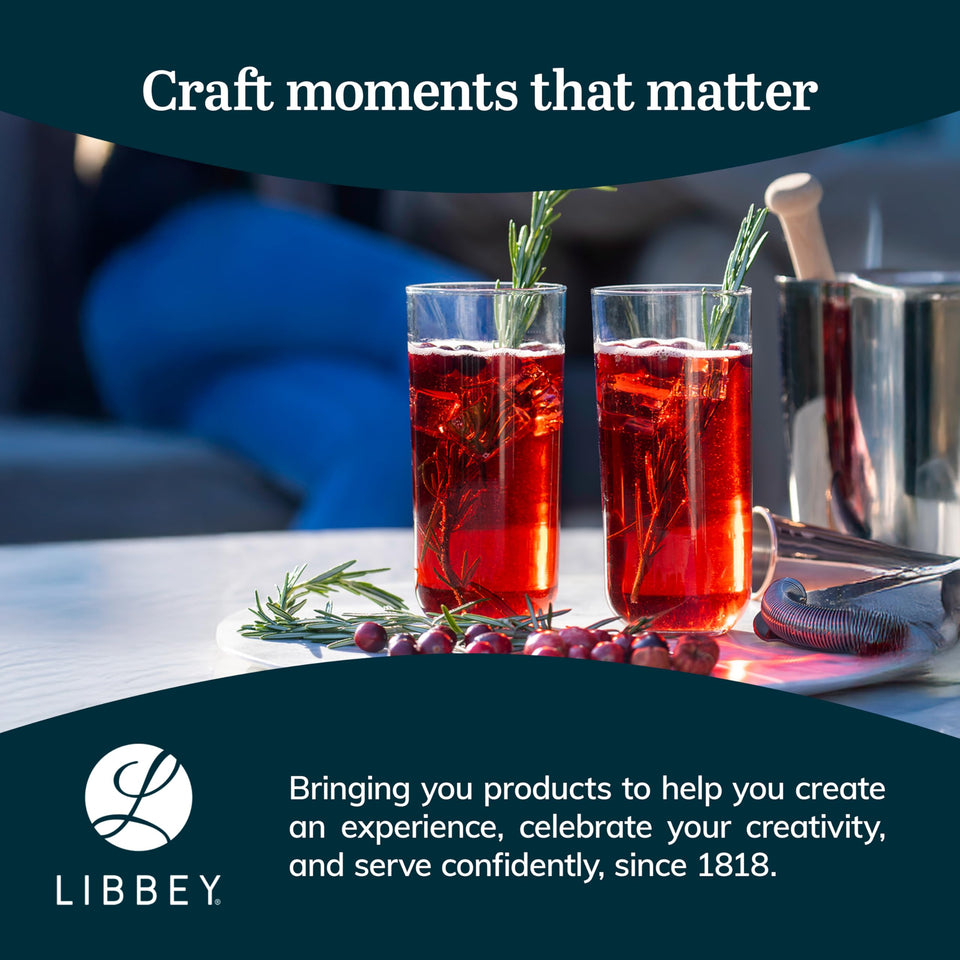 Libbey Ascent Tumbler and Rocks Drinking Glasses Set of 16, Glass Drinking Glasses with Curvature, Versatile Glassware Set for Parties and More