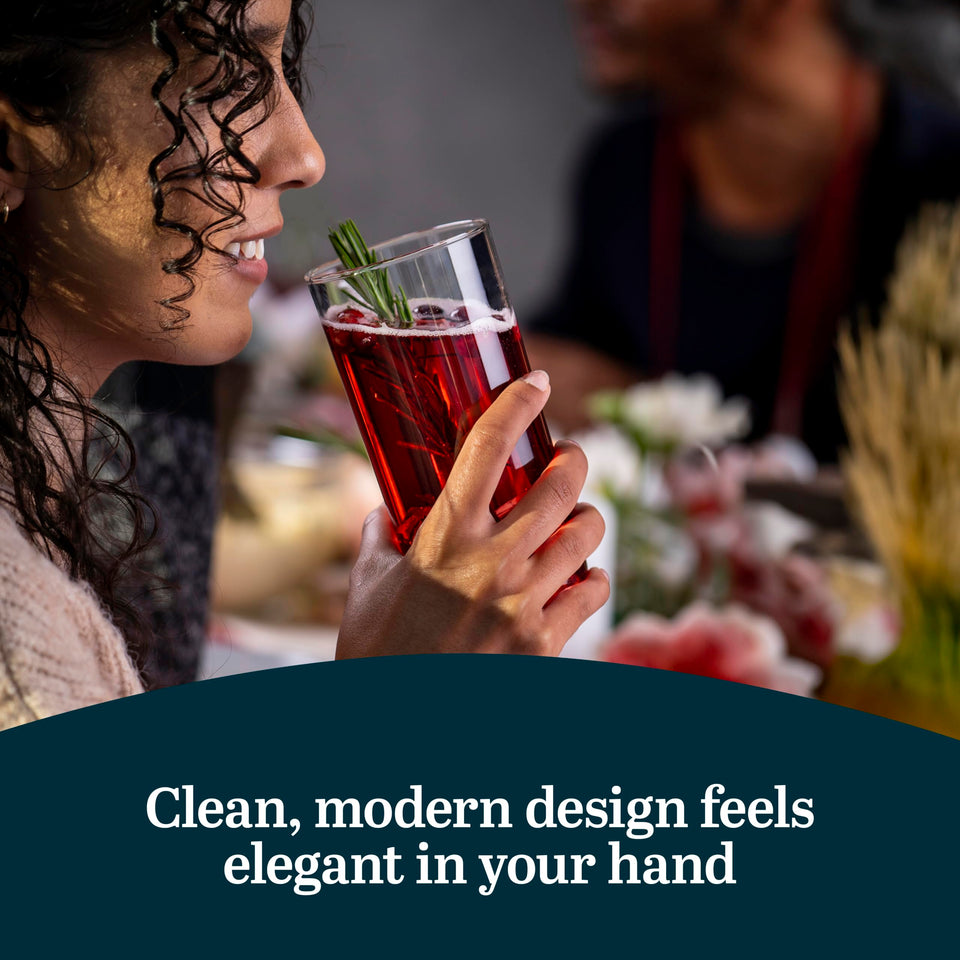 Libbey Ascent Tumbler and Rocks Drinking Glasses Set of 16, Glass Drinking Glasses with Curvature, Versatile Glassware Set for Parties and More