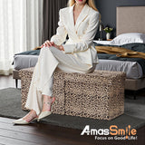 AmasSmile Footrest Ottoman Bench with Storage,34Inch Black Leather Footstool, Coffee Table, Padded Seat, Storage Chest,Blanket Store with Flipping Lid for Livingroom and Bedroom