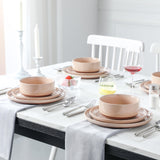 MALACASA Plates and Bowls Sets, 24 Pieces Modern Ceramic Dinnerware Set for 8 Kitchen Stoneware Dishes Dishware Set Microwave and Dishwasher Safe, White, Series TARA