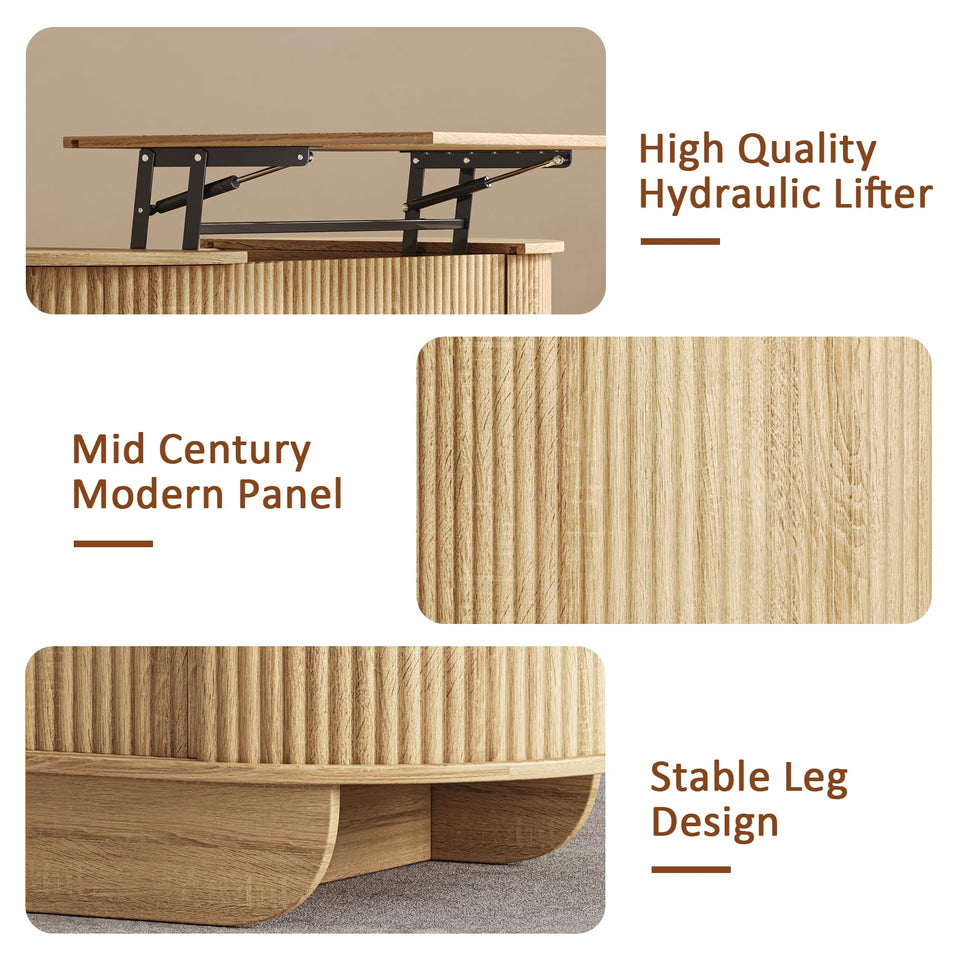 UKAOCAI 86.61'' Tambour TV Stand for 55-85 Inch, Modern Entertainment Center with Large Storage Cabinet & Open Shelves, TV Console with Sliding Doors for Living Room, Bedroom, Natural