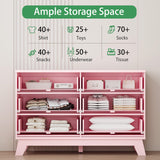 Fluted Dresser for Bedroom with 9 Drawers, 57" Wide Modern Chest of Drawers with Metal Handle, Wooden Dresser TV Stand, Wood Closet Clothes Storage Organizer for Living Room, Hallway, Natural Oak