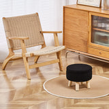 Wimarsbon Storage Ottoman, Modern Round Footrest with Soft Padded Seat, Teddy Velvet Footstool with Wood Legs, Accent Small Table or Plant Stand for Hallway, Living Room (Cream)