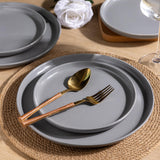 AmorArc Ceramic Dinnerware Sets for 8, 24 Pieces Handpainted Plates and Bowls Set with Rustic Terracotta Underside, Scratch Resistant Stoneware Dishes Set, Dishwasher & Microwave Safe, Light Beige