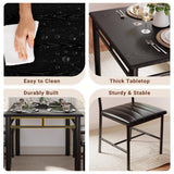 IRONCK Dining Table Set for 4, Wood Kitchen Table with Upholstered Chairs for Kitchen Room and Small Spaces, Rustic Brown