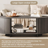 UKAOCAI 86.61'' Tambour TV Stand for 55-85 Inch, Modern Entertainment Center with Large Storage Cabinet & Open Shelves, TV Console with Sliding Doors for Living Room, Bedroom, Natural