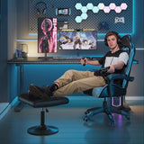 VECELO Foot Rest Under Desk Ottoman, PU Height Adjustable Footrest with Comfort Padding, Leg Rest for Desk for Relieving Leg Pain, Stiffness, and etc, Black