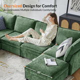 HULALA HOME 127'' Modular Sectional Sofa, Oversized U Shaped Couch with Storage Ottoman, Comfy Chenille Sofa with Deep Seat, 6 Seat Convertible Couches for Living Room, Beige