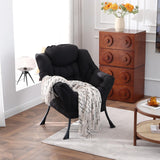 Welnow Lazy Chair with Ottoman, Modern Lounge Accent Chair with Armrests and a Side Pocket, Leisure Sofa Armchair, Reading Armchair with Footrest for Small Space, Dark Grey