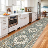 TOPRUUG Washable Oriental Area Rug - 12x15 Rugs for Living Room Soft Carpet for Bedroom Waterproof Floral Distressed Indoor Stain Resistant Non-Shedding Floor Carpets (Green, 12x15)