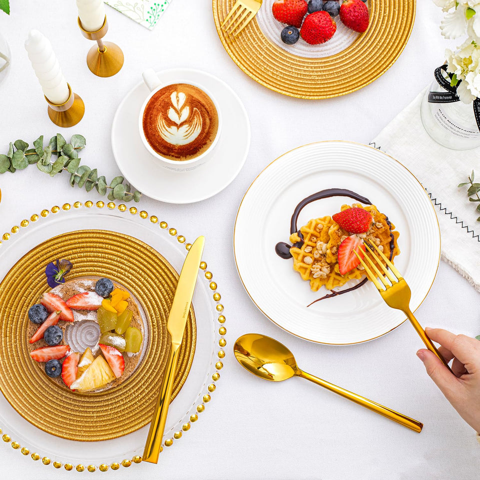 KINGSTONE Silverware Set, 60-Piece Forged Flatware Set Cutlery Set Premium Stainless Steel, Service for 12, for Kitchen, Home, Wedding, Party, Mirror Polished and Dishwasher Safe