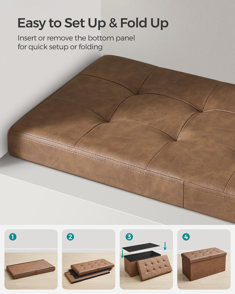 SONGMICS MAZIE Collection - 30 Inches Storage Ottoman Bench with Flipping Lid, Storage Chest Footstool, Load 660 lb, for Entryway, Living Room, Bedroom, Synthetic Leather, Black ULSF45BK