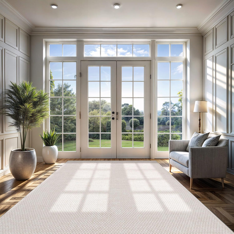 CAMILSON Easy Jute Rug 10x14, Indoor Outdoor Natural Color Fiber Area Rugs for Living Room Patio and Kitchen Rug, Sisal Boho Woven Design, Easy-Cleaning, Washable Outside Carpet Alfombras (10 x 14)