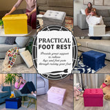 LINMAGCO Ottoman Storage Ottoman with Storage Small Foot Rest Stool Under Desk Stool Short Folding Footrest Linen Cloth Dark Gray 16X12X12IN