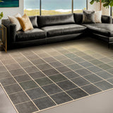 Neutral Living Room Rug - 10x14 Farmhouse Beige Brown Large Area Rug for Dining Room, Bedroom, Low Pile Lightweight Washable