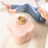 B FSOBEIIALEO Storage Ottoman Cube, Flowers Shaped Ottomans with Storage Foot Stool Footrest for Lving Room, Boucle Ottoman Seat for Dorm Room,Faux Teddy Fur, Cream White 12.6"x12.6"x12.6"