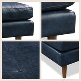 POLY & BARK Napa 72" Apartment Sofa – Italian-Tanned Full-Grain Pure-Aniline or Semi-Aniline Leather, Feather-Down Cushioning, Kiln-Dried Solid Wood Frame, Walnut Legs - Cognac Tan