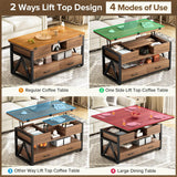 Memobarco 40" Lift Top Coffee Table,4 in 1 Multi-Function Lift Coffee Tables with Storage Drawers and Hidden Compartmen,Farmhouse Coffee Table with Lifting top for Living Room,Black