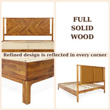 Bme Vivian 14 Inch Deluxe Bed Frame with Headboard, Rustic & Scandinavian Style with Solid Acacia Wood, No Box Spring Needed, 12 Strong Wood Slat Support, Easy Assembly, King, Rustic Golden Brown