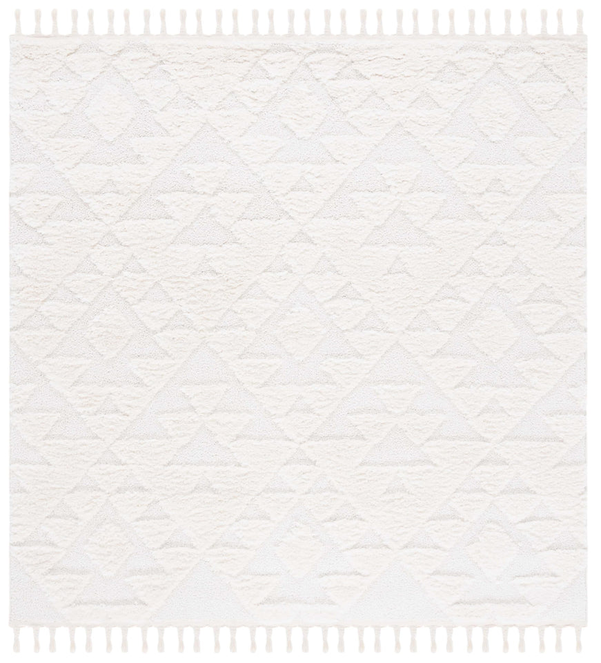 SAFAVIEH Area Rug 8x10 - Moroccan Tassel Shag Collection - Large - Ivory & Brown, Boho Design, Non-Shedding & Easy Cleaning, Plush Pile, Ideal for Living Room, Bedroom, Dining Space (MTS688A)