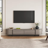 UKAOCAI 86.61'' Tambour TV Stand for 55-85 Inch, Modern Entertainment Center with Large Storage Cabinet & Open Shelves, TV Console with Sliding Doors for Living Room, Bedroom, Natural