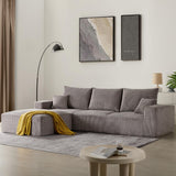 Sectional Cloud Boneless Sofa Couches for Living Room-113'' Beige 3 Seater U-Shaped Modern Lounge Couch-No Assembly Modular Corduroy Convertible Sponge Sleeper Sofas with Chaise for Home House