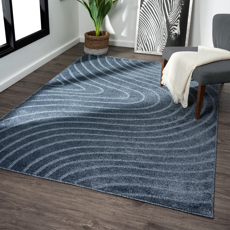 LUXE WEAVERS Modern Geometric Wave Cream 9x12 Area Rug