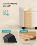 SONGMICS Round Ottoman, Ottoman with Storage, 17.7 Dia. x 17.5 H Inches Foot Rest with Legs, Load up to 330 lb, for Living Room, Bedroom, Dark Gray ULOM011G01