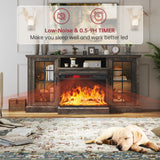 oneinmil 36 Inch 3-Sided Glass Fireplace TV Stand for TVs up to 80", Rustic Media Entertainment Center Console Table with Glass Door Closed Storage, Set of TV Table, White