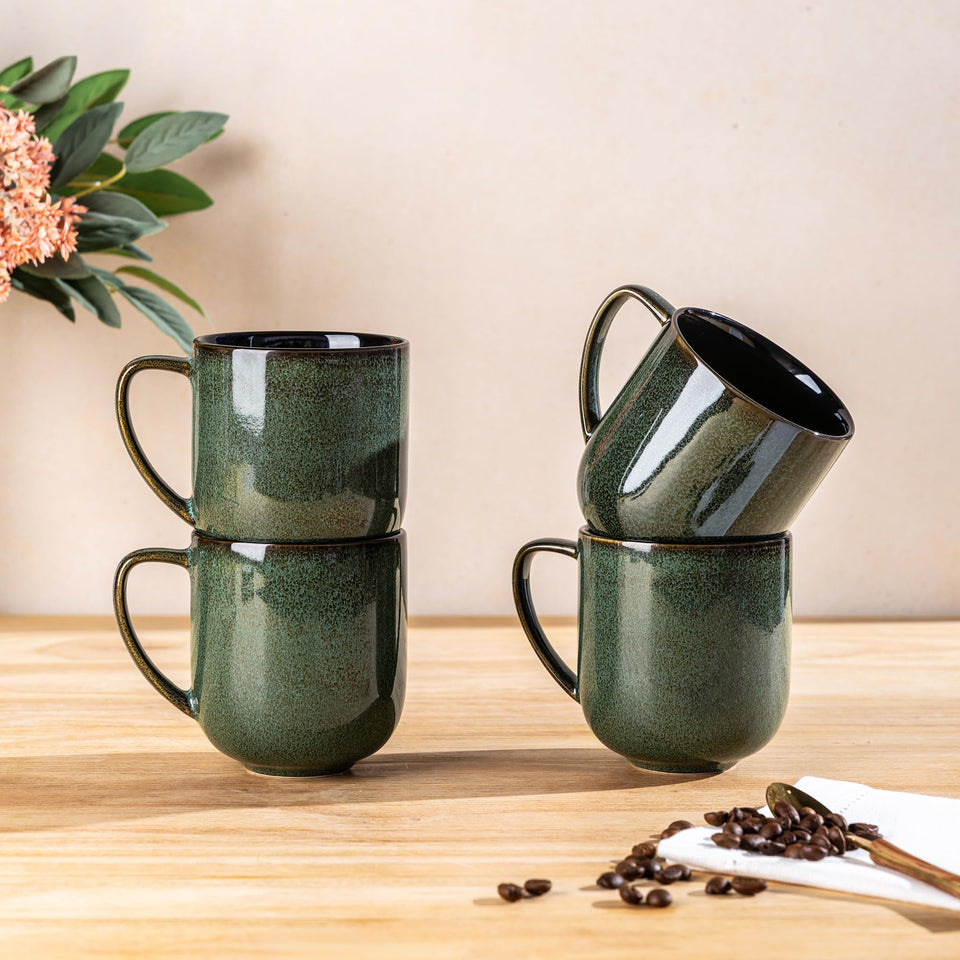 LeRatio Ceramic Dinnerware Sets for 6,Plates and Bowls Sets,Handmade Reactive Glaze Dishes Set,Chip Resistant and Scratch Resistant | Oven&Dishwasher & Microwave Safe-Blue(18PCS)