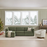 CHITA Oversized Modular Sectional Sofa, FSC Certified L Shaped Sectional Couches for Living Room, 112 inch Width,4 Seat Modular Sofa with Storage Ottoman, Linen