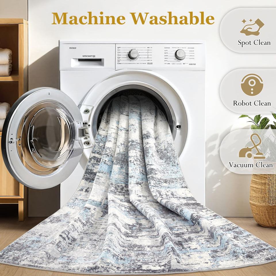 Area Rugs for Living Room: 12x15 Abstract Washable Rug Modern Neutral Large Soft Stain Resistant Non-Slip Backing Machine Table for Bedroom Dining Room Indoor Home Office Carpet - Gold Brown