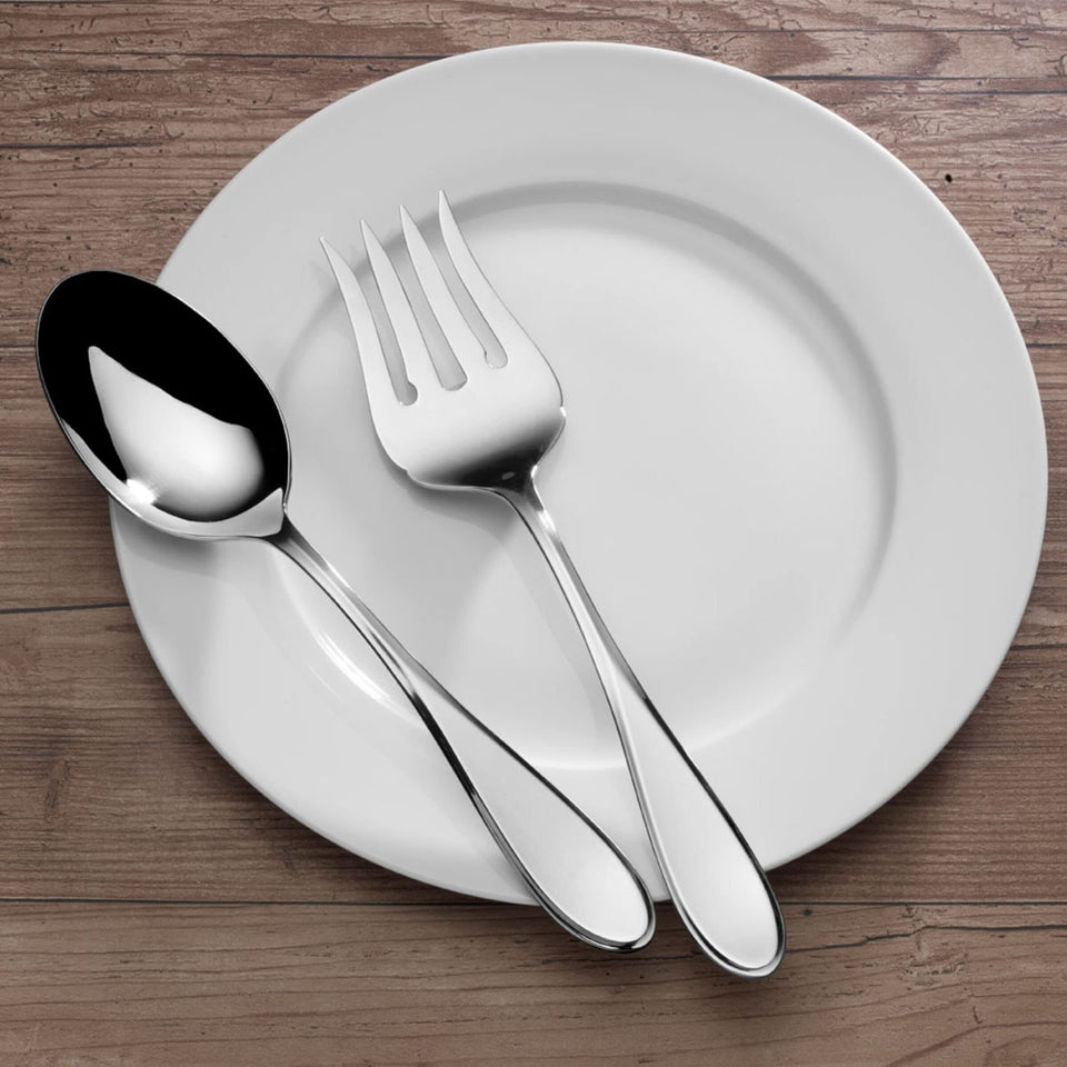 Mikasa Bravo 65-Piece Flatware Set for 12, 18/10 Stainless Steel Silverware with Full Service, Includes Forks, Knives, Spoons, and Serving Utensils